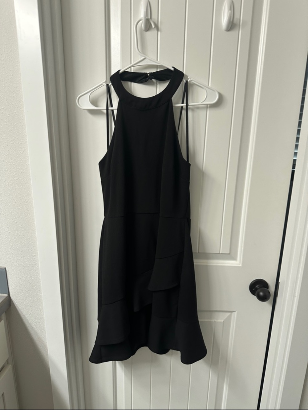 City Triangles Black Halter Ruffle Mini Dress